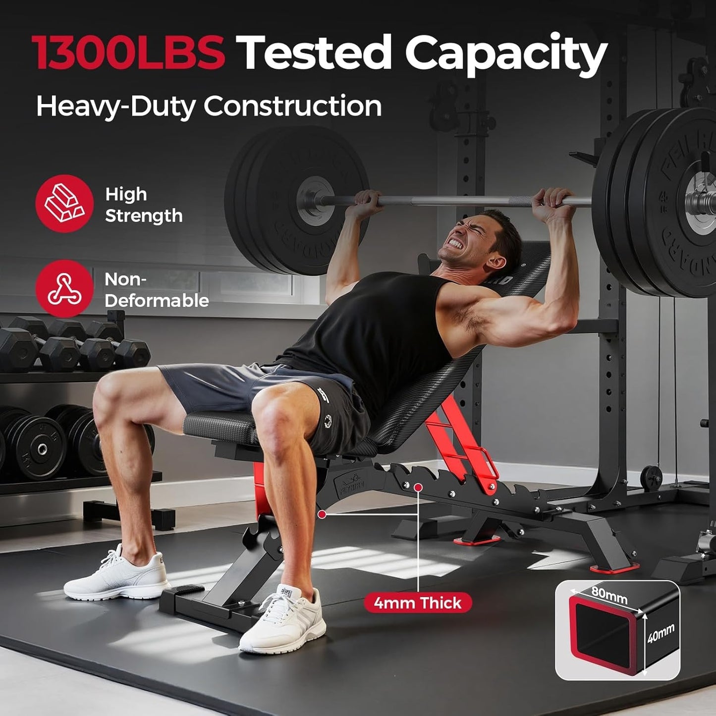 FLYBIRD Weight Bench, 1200LBS Weight Capacity Strength Training Bench Heavy-duty Adjustable Workout Bench