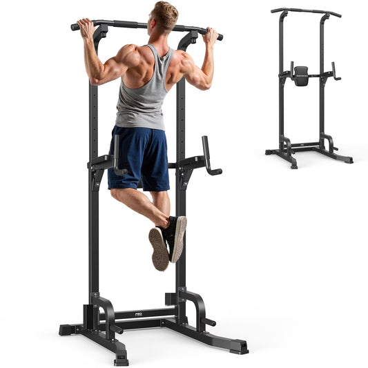 Sportsroyals Power Tower Pull Up Bar Station, 450LBS Stable Pull Up Dip Station for Home Gym Strength Training Equipment