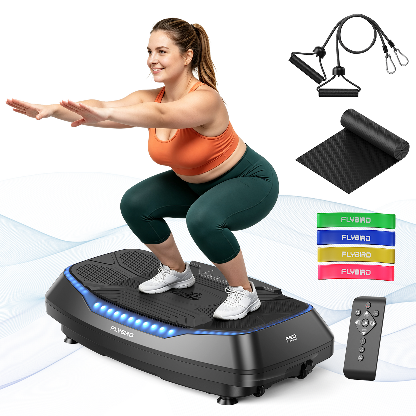 FLYBIRD Vibration Plate Exercise Machine, Adjustable Speed High Intensity Vibration for Muscle Toning Weight Loss Lymphatic Drainage, Full Body Workout Vibration Plate