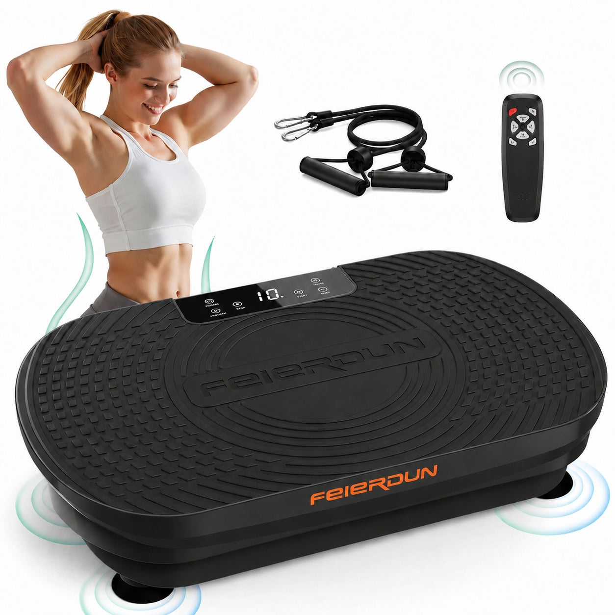 FEIERDUN Vibration Plate Exercise Machine, Curved Vibration Plate for Lymphatic Drainage Weight Loss