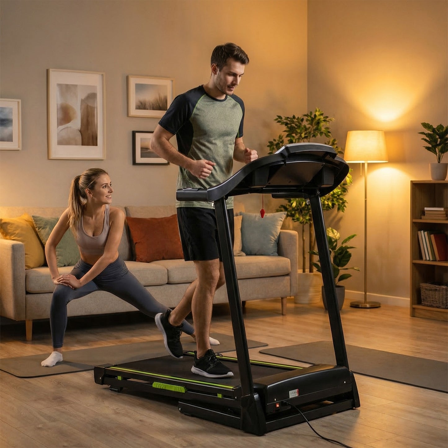FED FITNESS 3.5 HP Portable Foldable Treadmill with Handles 4% Slope Home Walking Running Treadmill 0.5-7.5 MPH 330 Lb Weight Capacity