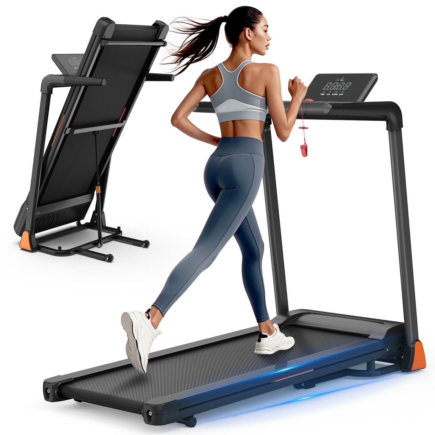 FED FITNESS Folding Treadmill 3.5 Horsepower 0.5-8.5MPH 330LBS Capacity LED Display Foldable Walking Pad Treadmill for Home