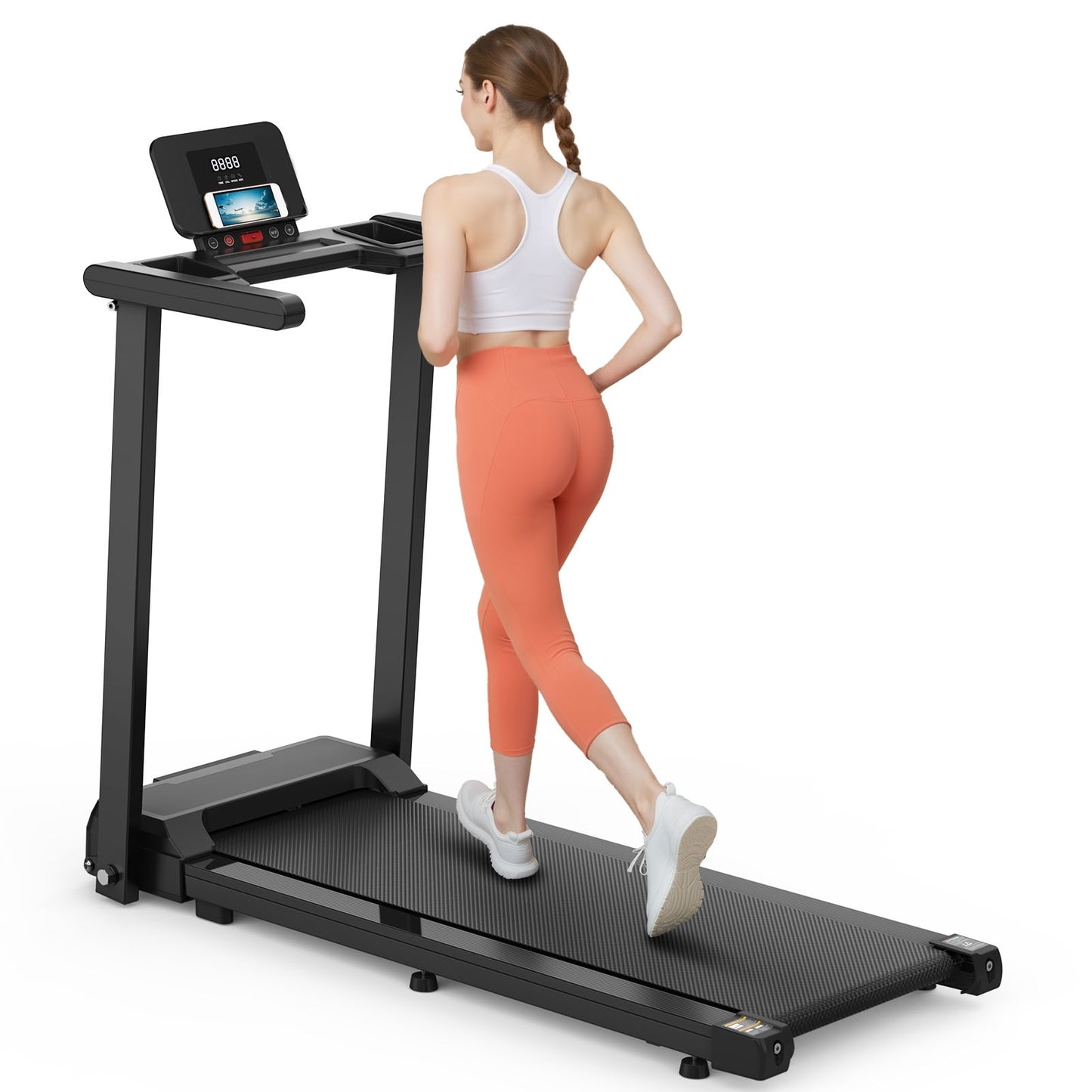 FED FITNESS Folding Treadmill with Handles 2.5HP Foldable Treadmill with LED Display 300 LBS Capacity Running Machine for Home Small Spaces