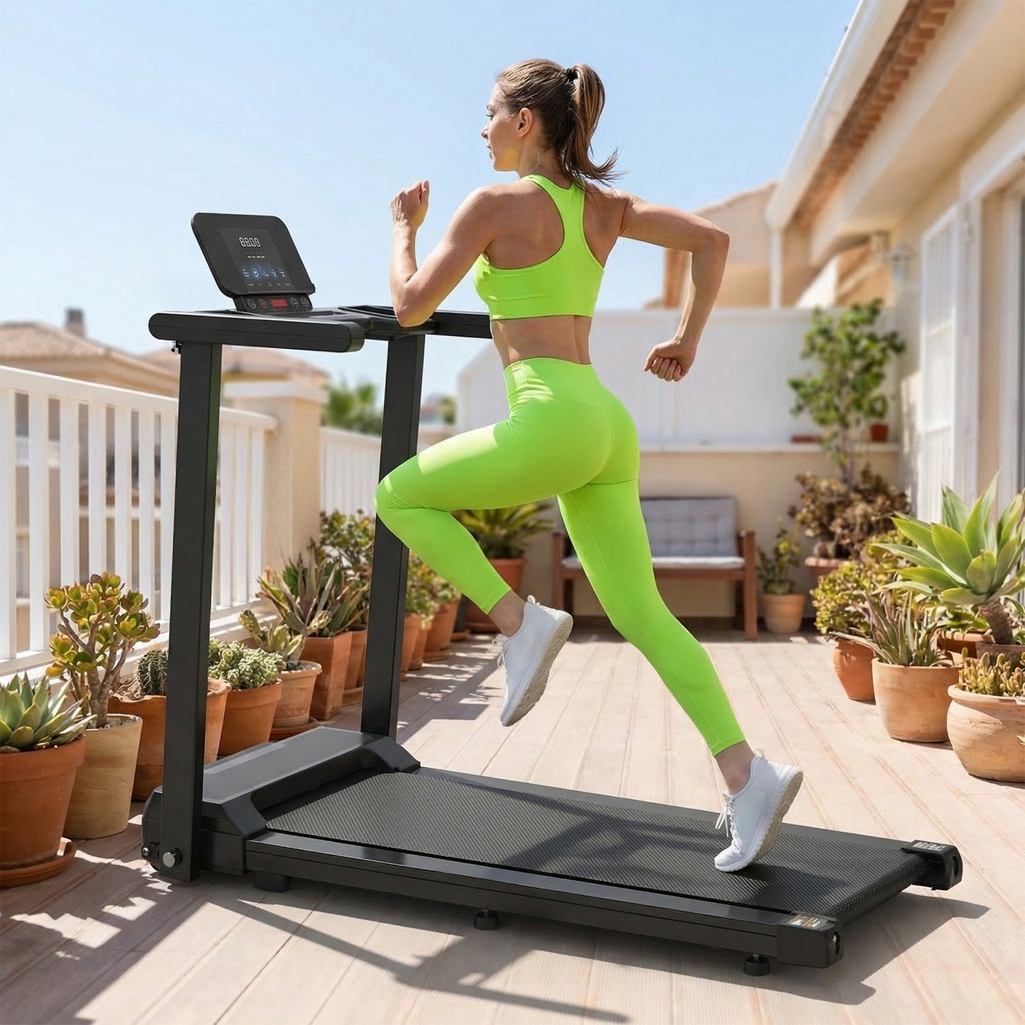 FED FITNESS Folding Treadmill with Handles 2.5HP Foldable Treadmill with LED Display 300 LBS Capacity Running Machine for Home Small Spaces