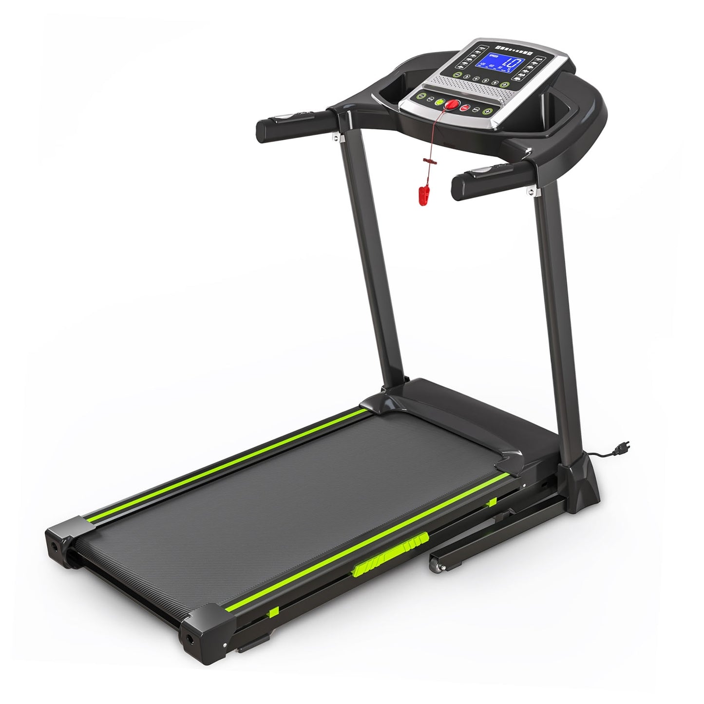 FED FITNESS 3.5 HP Portable Foldable Treadmill with Handles 4% Slope Home Walking Running Treadmill 0.5-7.5 MPH 330 Lb Weight Capacity