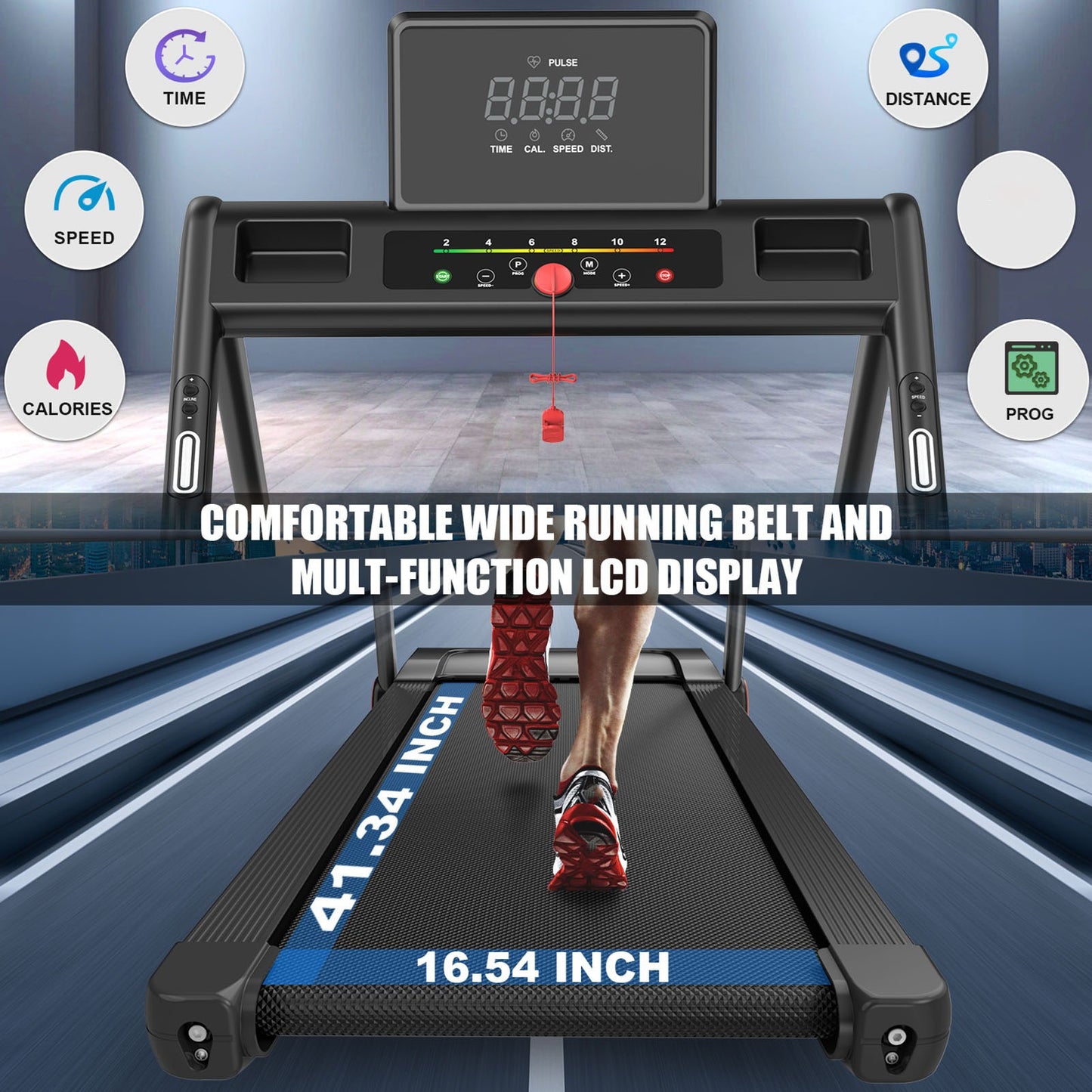 FED FITNESS Folding Treadmill 3.5 Horsepower 0.5-8.5MPH 330LBS Capacity LED Display Foldable Walking Pad Treadmill for Home