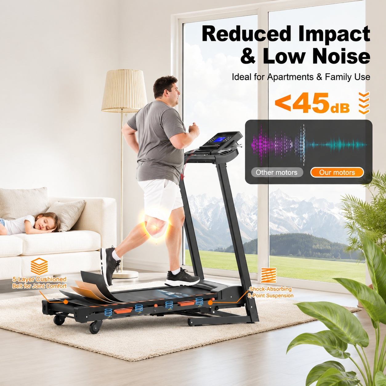 FED FITNESS 15% Auto Incline Treadmills 400LBS Heavy Duty Capacity 3.25HP Folding Electric Treadmill Up to 8.5 MPH Speed for Home Office Fitness