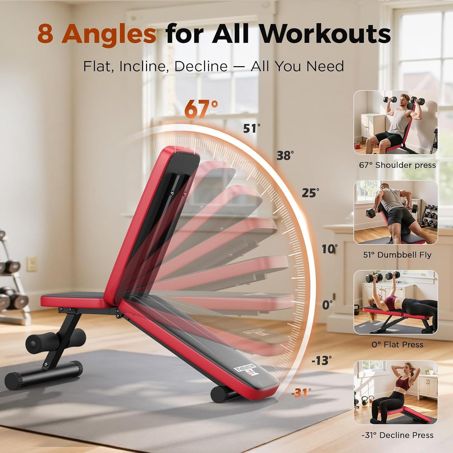 Adjustable Weight Bench and Dumbbell Set for Home Gym, 660LBS Capacity Workout Bench with Adjustable Dumbbell Set of 2, 25LBS Pair (Total 50LBS) with Storage Box for Full Body Workouts