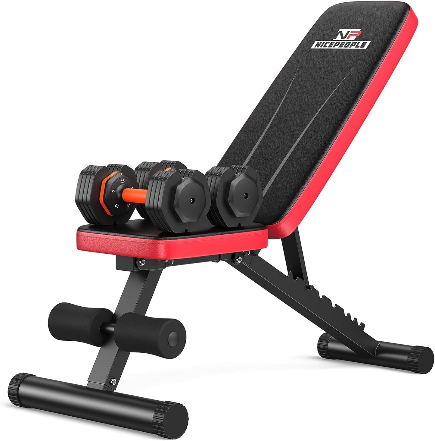 Adjustable Weight Bench and Dumbbell Set for Home Gym, 660LBS Capacity Workout Bench with Adjustable Dumbbell Set of 2, 25LBS Pair (Total 50LBS) with Storage Box for Full Body Workouts