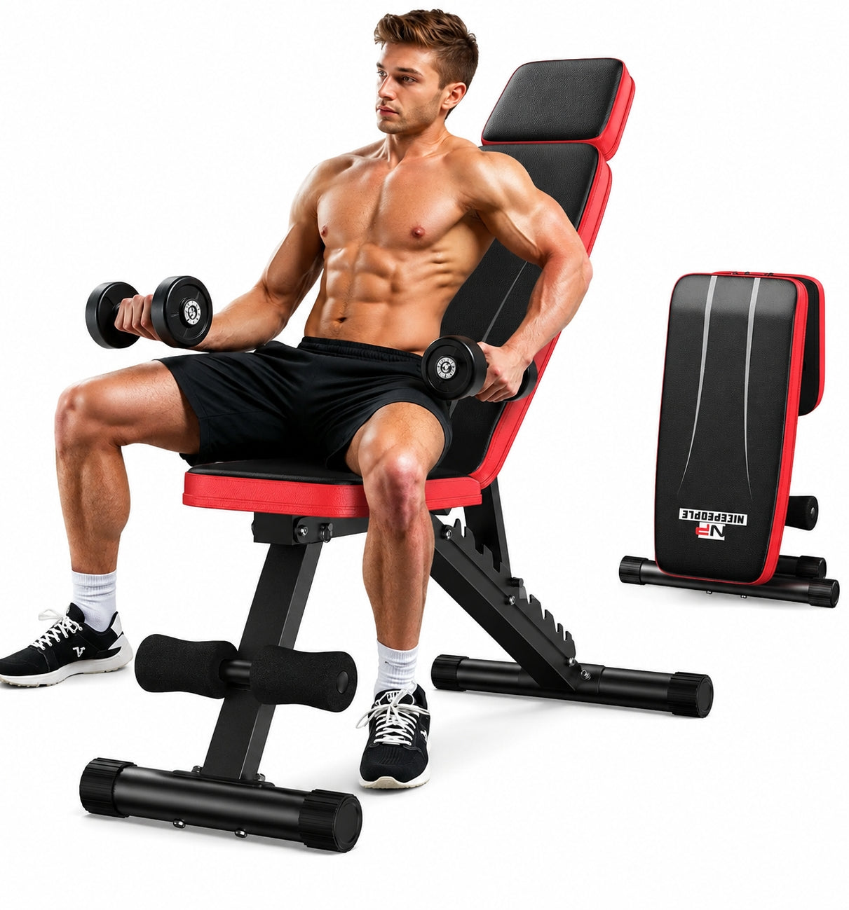 FLYBIRD Upgraded Adjustable Weight Bench for Home Gym, Foldable Workout Bench with Headrest, 660LBS Weight Capacity