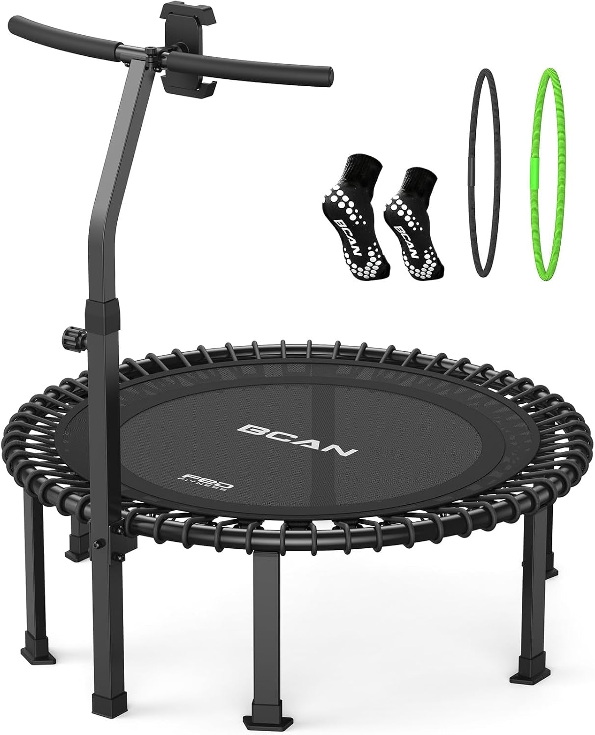 BCAN 40"/48" Soft Land Pro Fitness Rebounder Trampoline, 500 lb Capacity, Adjustable Tension Bungees