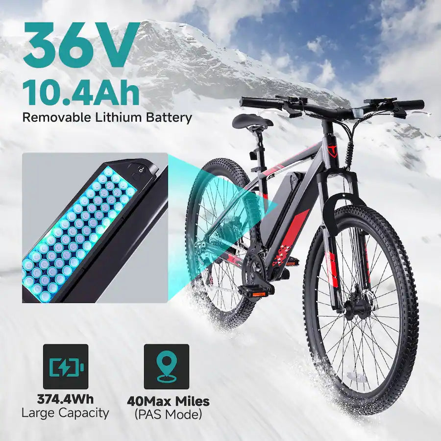 QNUT - VICTOR 2.0 PRO 26in Lightweight Electric Bike, Aluminum Frame, Commuter E-Bike with Disc Brakes