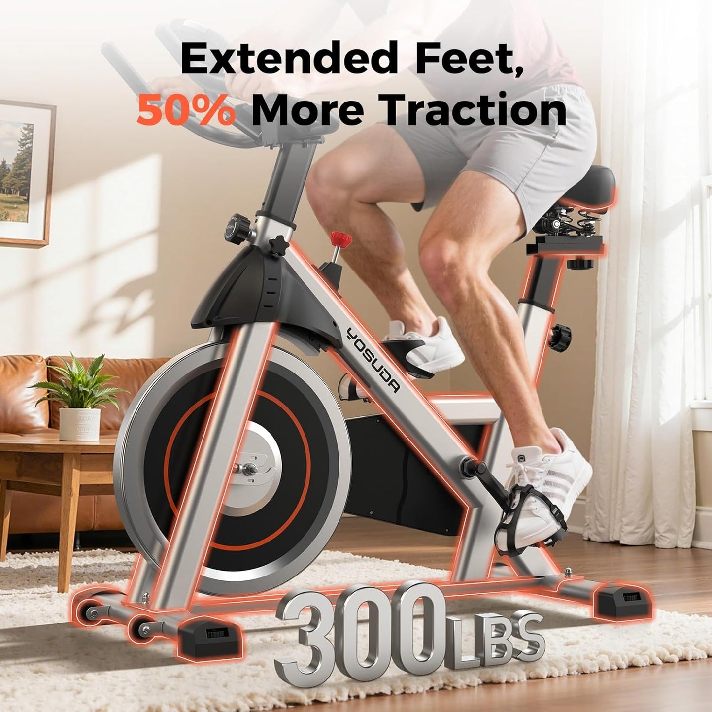YOSUDA Exercise Bike Stationary Indoor Cycling Bike for Home 300 Lbs Weight Capacity