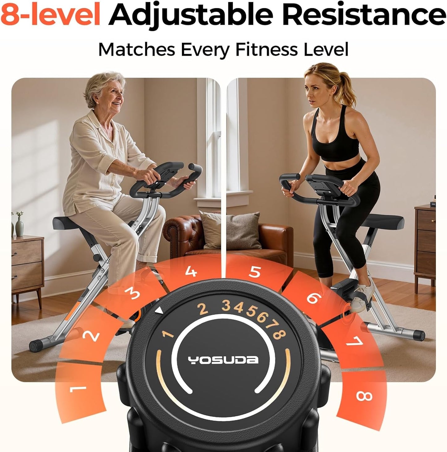 YOSUDA Folding Exercise Bike - Foldable Stationary Bike for Home Gym Workout