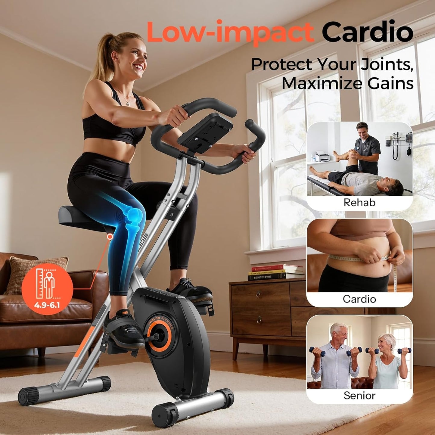 YOSUDA Folding Exercise Bike - Foldable Stationary Bike for Home Gym Workout