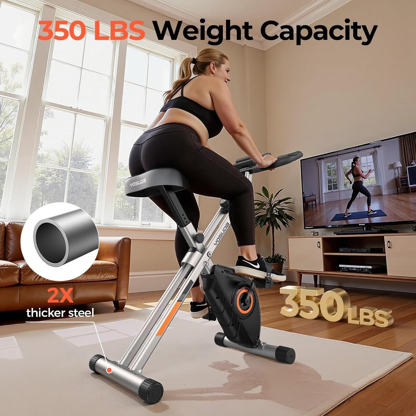YOSUDA Folding Exercise Bike - Foldable Stationary Bike for Home Gym Workout