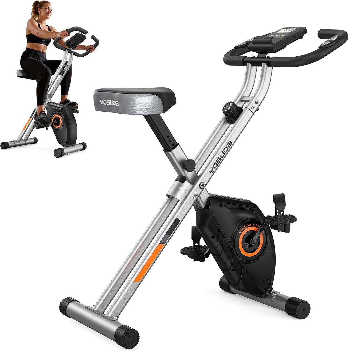 YOSUDA Folding Exercise Bike - Foldable Stationary Bike for Home Gym Workout