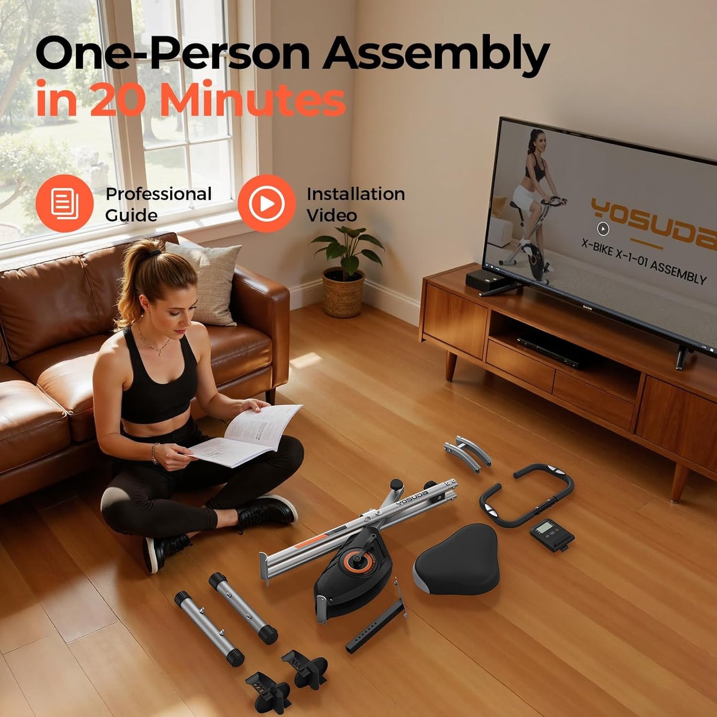 YOSUDA Folding Exercise Bike - Foldable Stationary Bike for Home Gym Workout