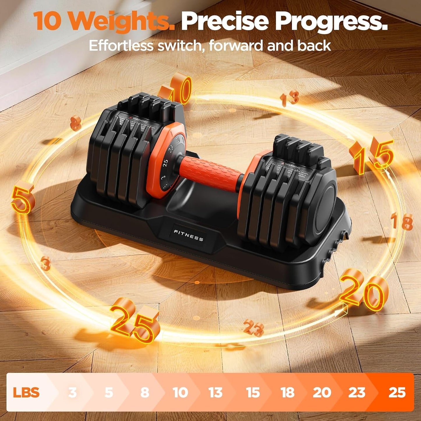 FED FITNESS Adjustable Dumbbell Set of 2, Total 50lb/110lb, 25lb/55lb Adjustable Weights with Storage Box, Anti-Slip Grip for Home Gym