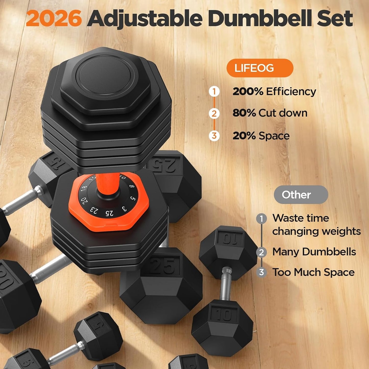 FED FITNESS Adjustable Dumbbell Set of 2, Total 50lb/110lb, 25lb/55lb Adjustable Weights with Storage Box, Anti-Slip Grip for Home Gym