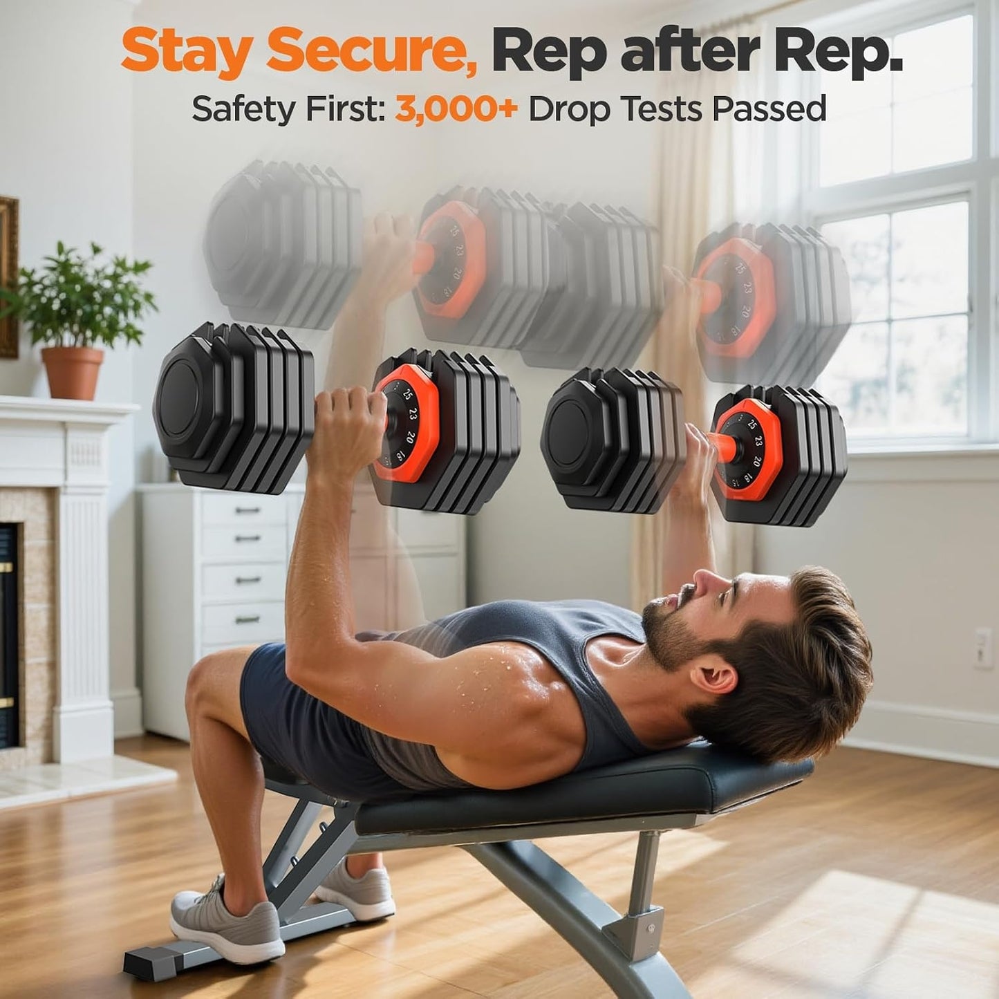 FED FITNESS Adjustable Dumbbell Set of 2, Total 50lb/110lb, 25lb/55lb Adjustable Weights with Storage Box, Anti-Slip Grip for Home Gym