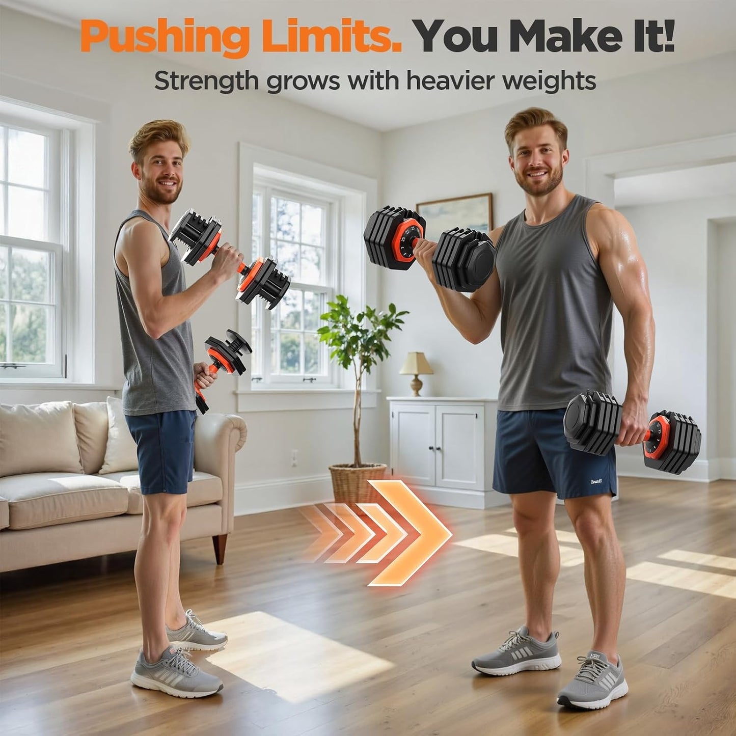 FED FITNESS Adjustable Dumbbell Set of 2, Total 50lb/110lb, 25lb/55lb Adjustable Weights with Storage Box, Anti-Slip Grip for Home Gym