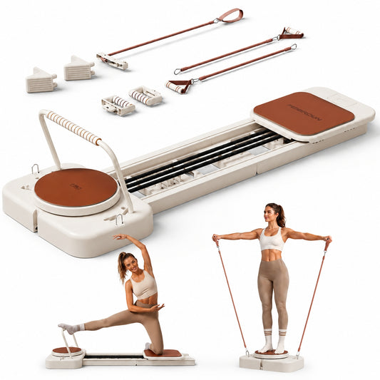 FED FITNESS Pilates Reformer Machine with Springs, Pilates Machines for Home Use and Studio, Pilates Equipment with Sitting Box, Jump Board and Accessories