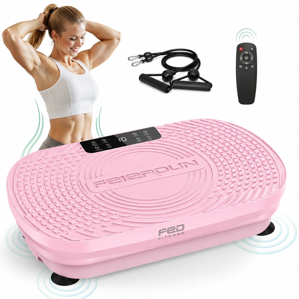 FEIERDUN Vibration Plate Exercise Machine, Curved Vibration Plate for Lymphatic Drainage Weight Loss