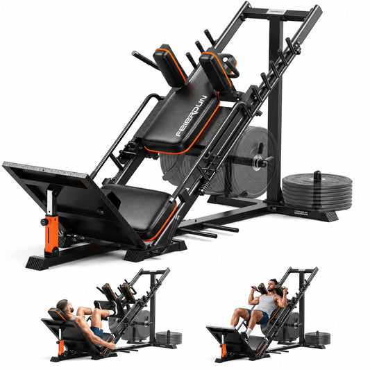 FEIERDUN 2-in-1 Leg Press Hack Squat Machine, Smoother & Zero-Maintenance Operation with Upgraded Roller System, Extended Full ROM, Heavy-Duty Leg Press Machine for Lower Body Strength Training