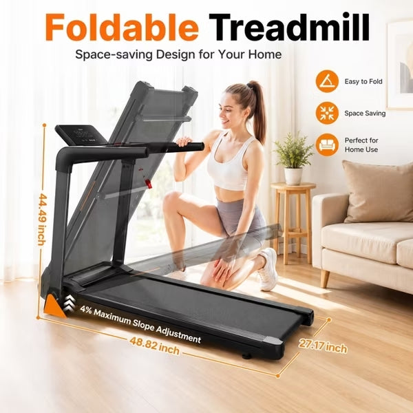 FED FITNESS Folding Treadmill 3.5 Horsepower 0.5-8.5MPH 330LBS Capacity LED Display Foldable Walking Pad Treadmill for Home