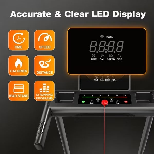 FED FITNESS Folding Treadmill 3.5 Horsepower 0.5-8.5MPH 330LBS Capacity LED Display Foldable Walking Pad Treadmill for Home