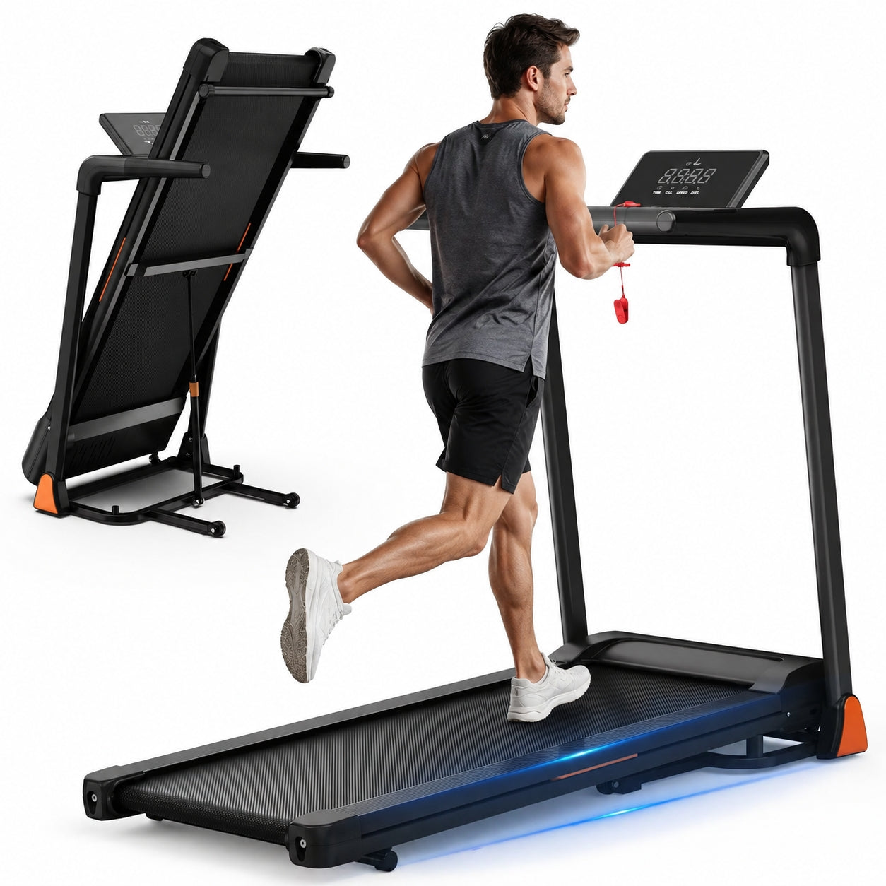 FED FITNESS Folding Treadmill 3.5 Horsepower 0.5-8.5MPH 330LBS Capacity LED Display Foldable Walking Pad Treadmill for Home