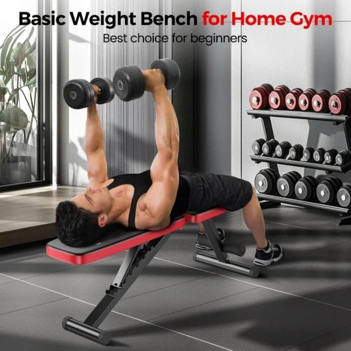 NICEPEOPLE Adjustable Weight Bench, 660LBS Capacity Foldable Workout Bench for Home Gym, 8 Backrest Positions for Bench Press & Strength Training