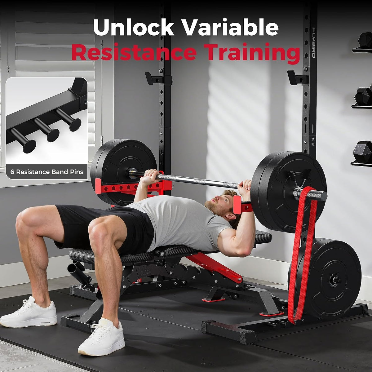 FLYBIRD Adjustable Squat Rack with Pull-Up Bar