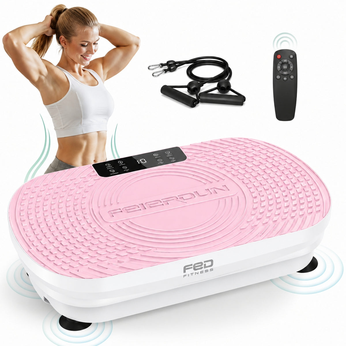 FEIERDUN Vibration Plate Exercise Machine, Curved Vibration Plate for Lymphatic Drainage Weight Loss