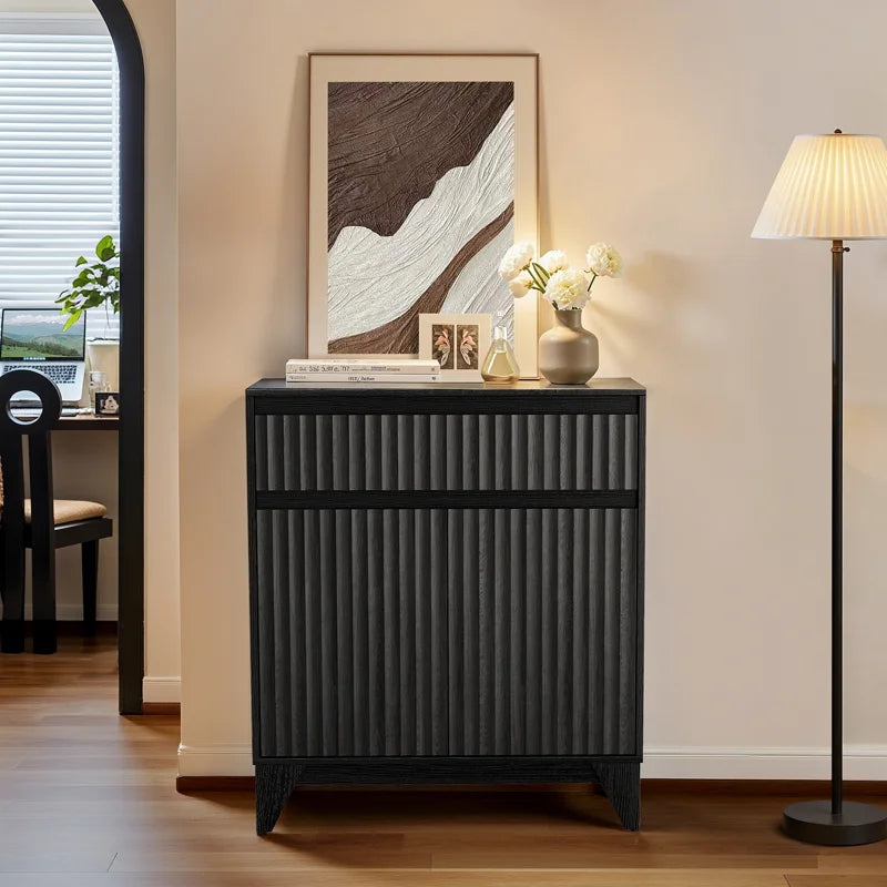 Dejesus 38" Tall 2 - Door Accent Cabinet With Adjustable Shelf, Waveform Fluted Panel