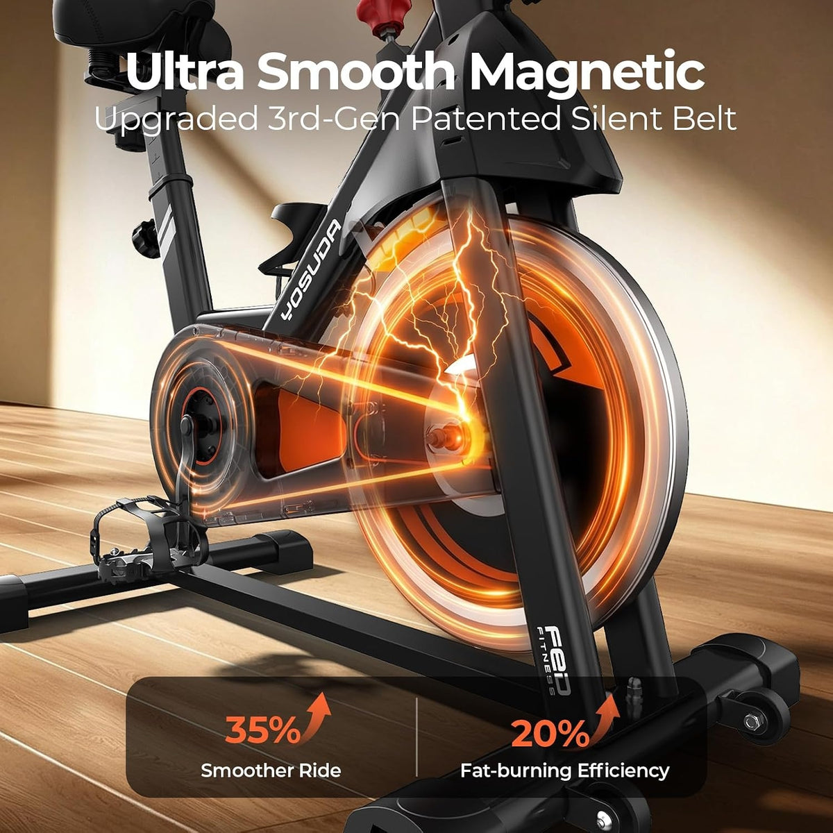 YOSUDA PRO Magnetic Exercise Bike 350 lbs Weight Capacity | Indoor Cycling Bike Stationary with Comfortable Seat Cushion, Silent Belt Drive