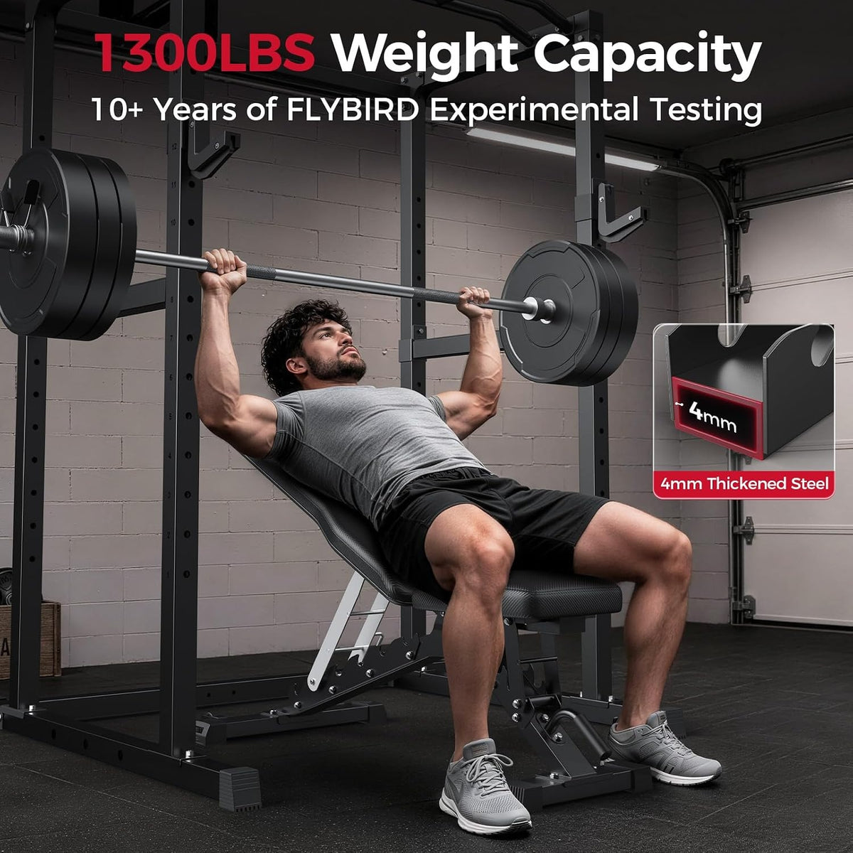 SPORTSROYALS Adjustable Weight Bench, 1300 LB Capacity Commercial Workout Bench for Home Gym, Flat Incline Bench Press with 34" Extra-Long Backrest