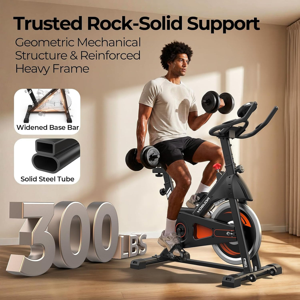 YOSUDA PRO Magnetic Exercise Bike 350 lbs Weight Capacity | Indoor Cycling Bike Stationary with Comfortable Seat Cushion, Silent Belt Drive