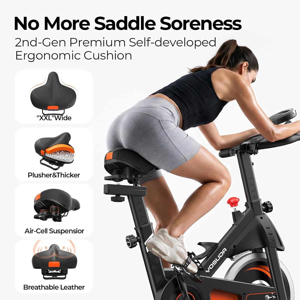 YOSUDA PRO Magnetic Exercise Bike 350 lbs Weight Capacity | Indoor Cycling Bike Stationary with Comfortable Seat Cushion, Silent Belt Drive
