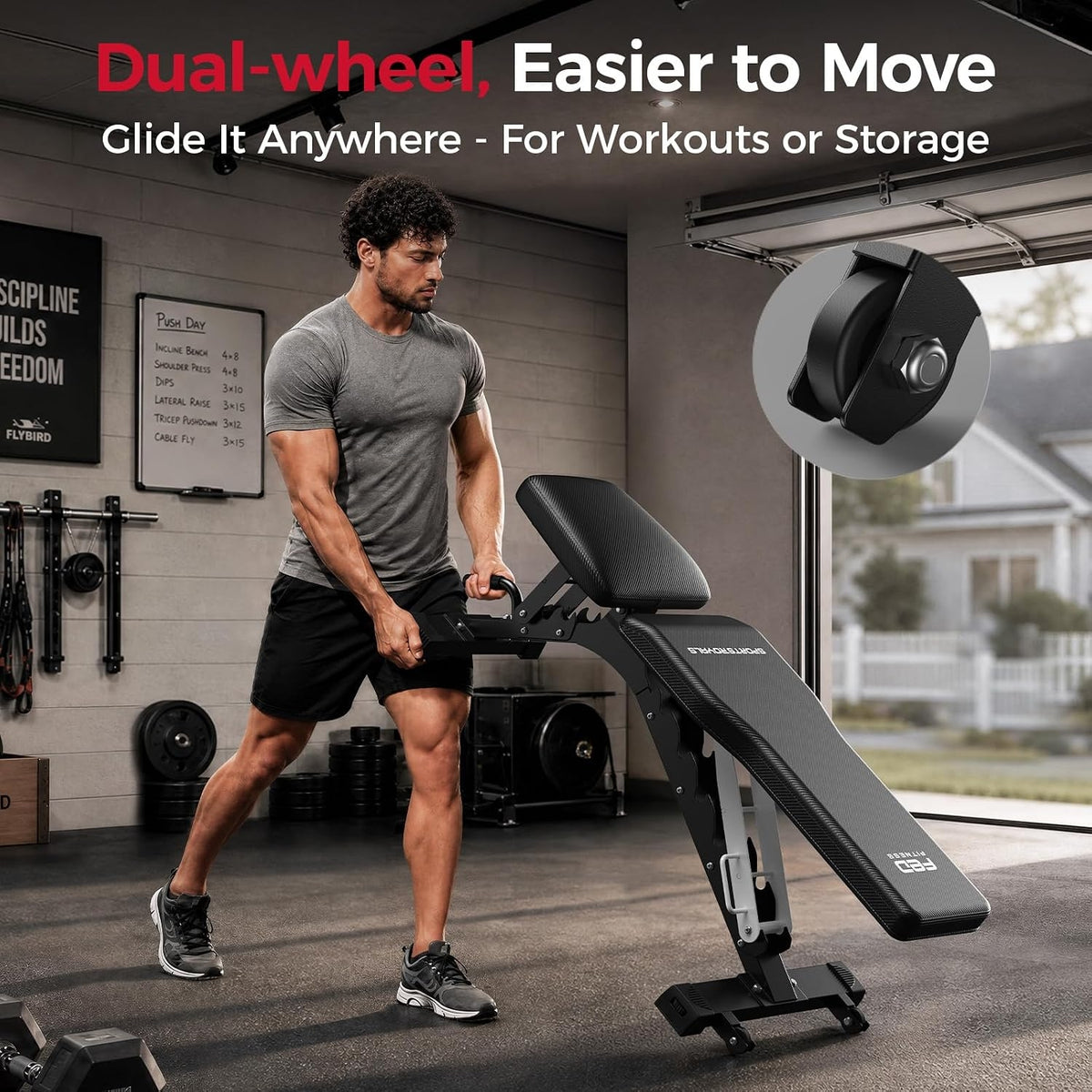 SPORTSROYALS Adjustable Weight Bench, 1300 LB Capacity Commercial Workout Bench for Home Gym, Flat Incline Bench Press with 34" Extra-Long Backrest