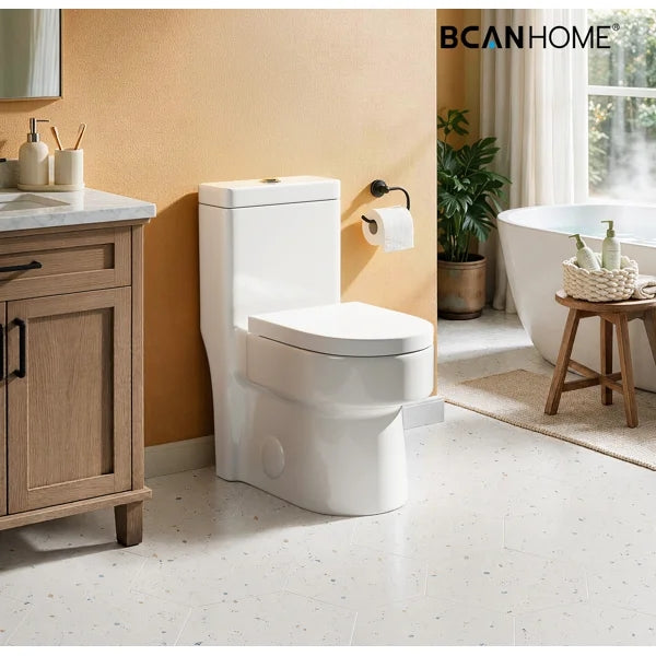 KOLIGEY Compact One Piece Toilet With Soft-Close Seat Lid, High-Efficiency 1.2/1.8 GPF Dual Flush, Dirt-Resistant Glazed, Space-Saving Design