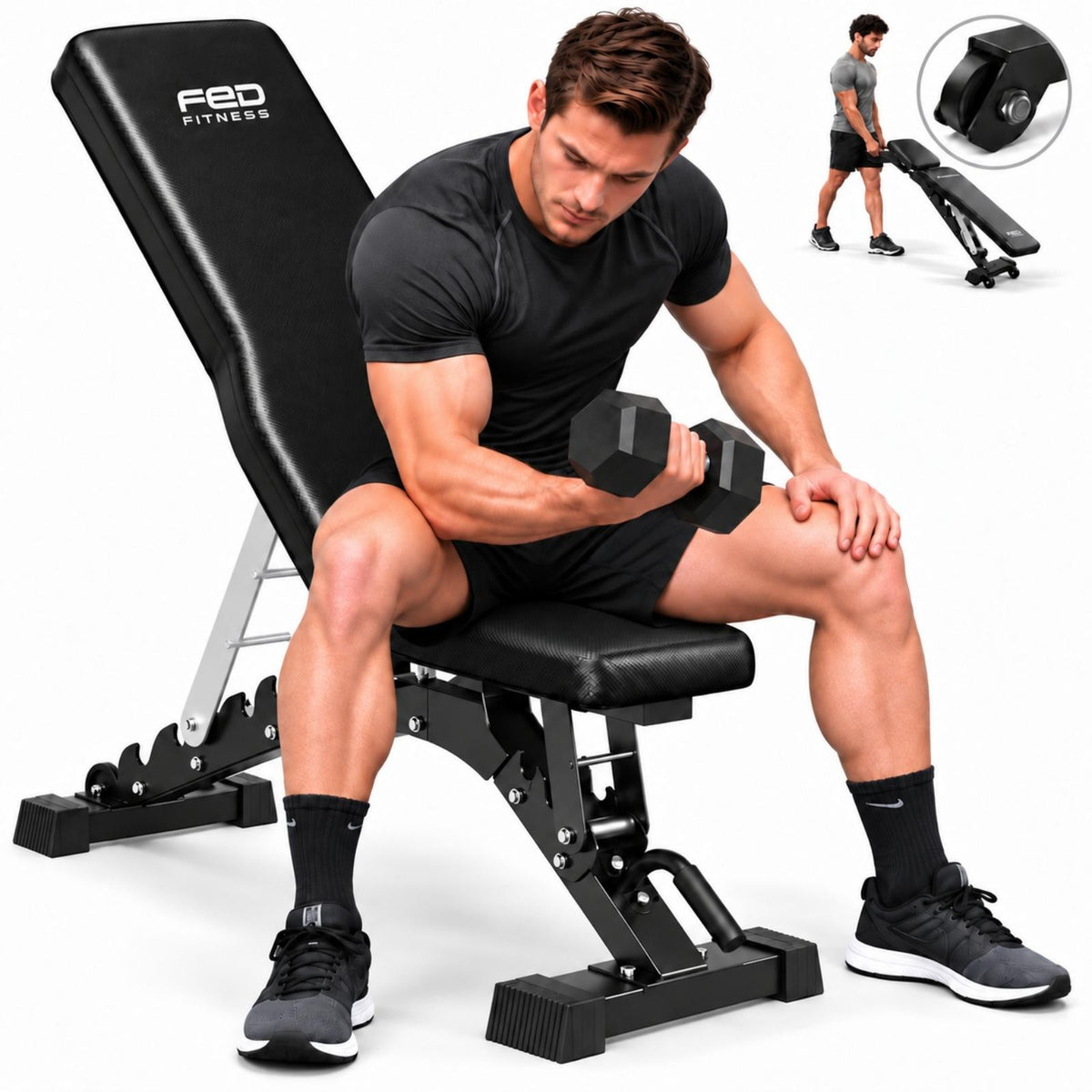 SPORTSROYALS Adjustable Weight Bench, 1300 LB Capacity Commercial Workout Bench for Home Gym, Flat Incline Bench Press with 34" Extra-Long Backrest