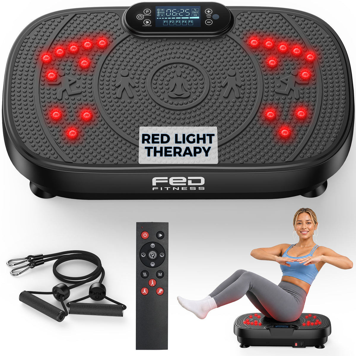 FEIERDUN Vibration Plate Exercise Machine, 400 LBS Capacity Vibration Plate for Lymphatic Drainage, Max Space for Whole-Body Workout & Relaxation at Home