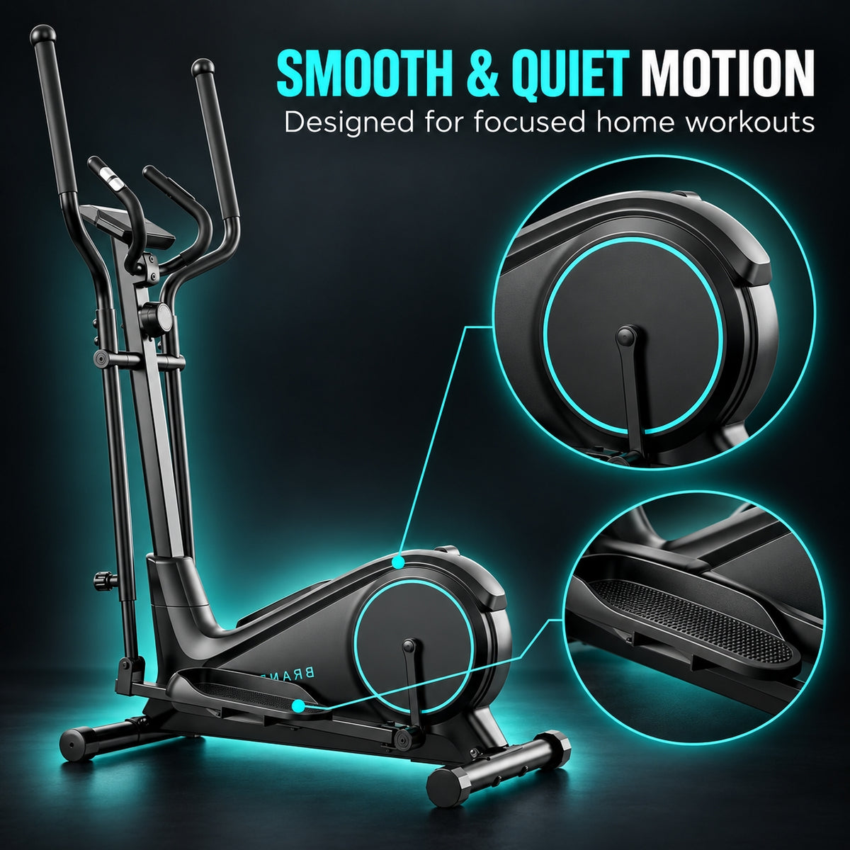 FED FITNESS Elliptical Machine for Home, Magnetic Elliptical Trainer with Adjustable Resistance, Full-Body Low-Impact Exercise Machine, Dual Handlebars, LCD Monitor and Large Pedals