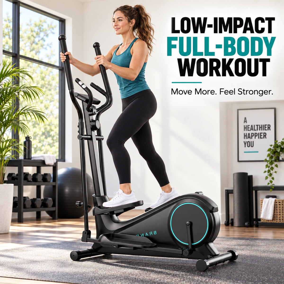 FED FITNESS Elliptical Machine for Home, Magnetic Elliptical Trainer with Adjustable Resistance, Full-Body Low-Impact Exercise Machine, Dual Handlebars, LCD Monitor and Large Pedals