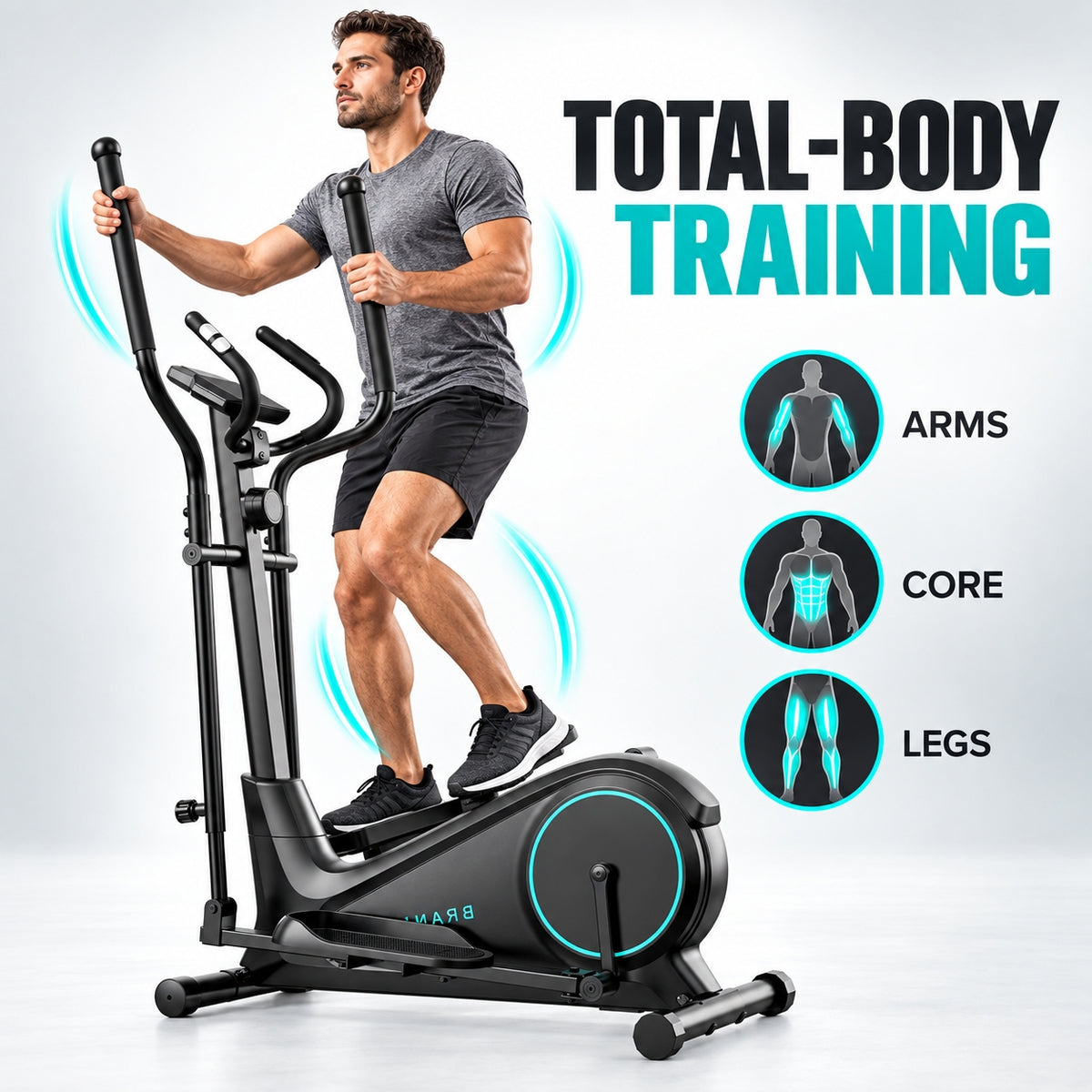 FED FITNESS Elliptical Machine for Home, Magnetic Elliptical Trainer with Adjustable Resistance, Full-Body Low-Impact Exercise Machine, Dual Handlebars, LCD Monitor and Large Pedals