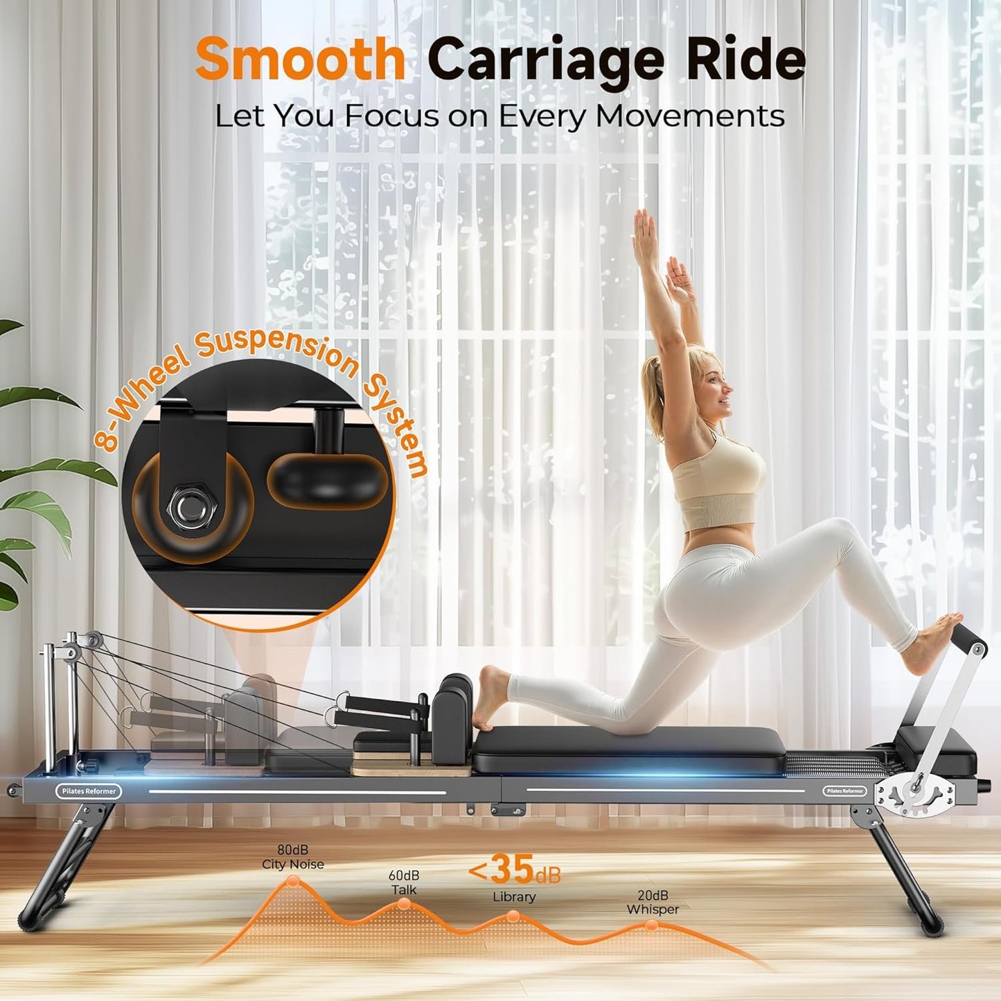 FEIERDUN Foldable Pilates Reformer, Pilates Machine & Equipment for Home use, Pilates Exercise Equipment with Jump Board