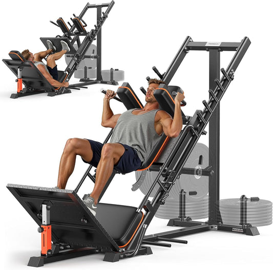 FEIERDUN 3‑in‑1 Leg Press Hack Squat Machine with Stretch Board – Adjustable Leg Press Machine