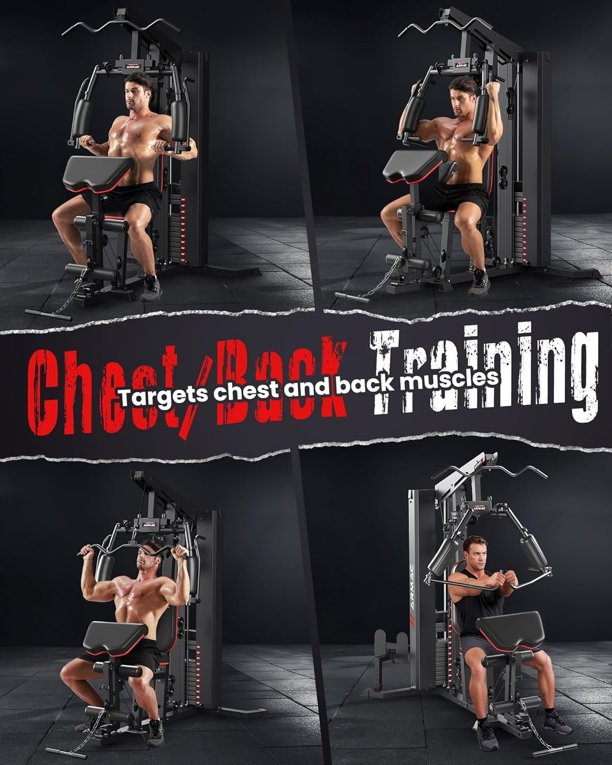 FED FITNESS Home Gym Equipment, 150LBS Weight Stack, Full Body Workout Machine with Pulley System for Strength Training